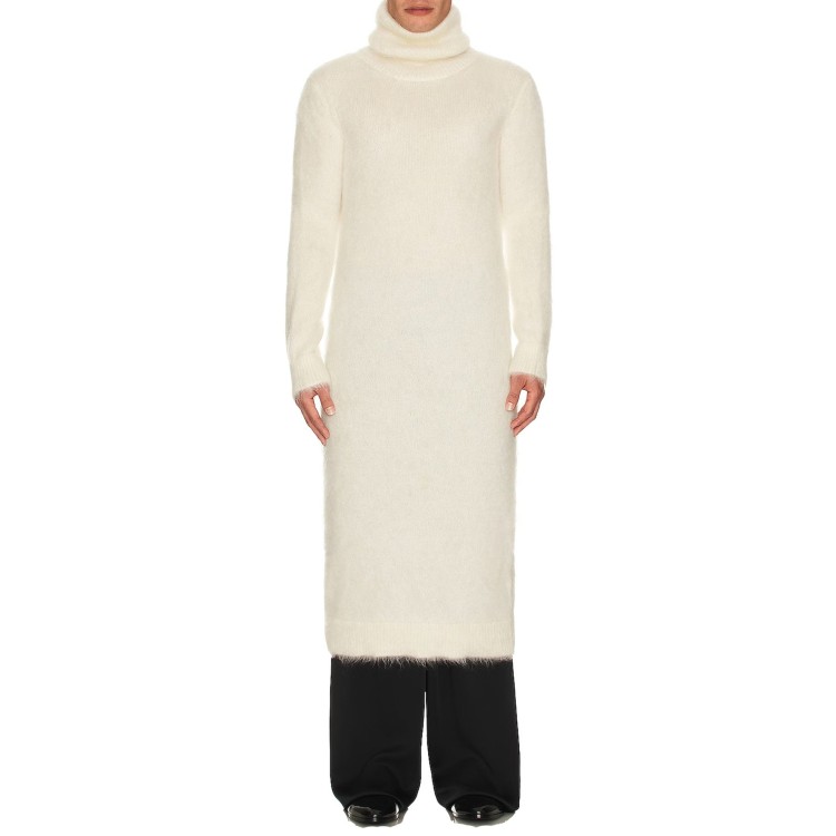 Shop Saint Laurent Extra Long Mohair Sweater In White