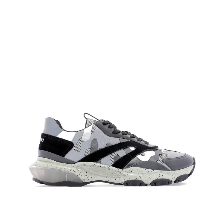Shop Valentino Bounce Camouflage Sneakers In Grey