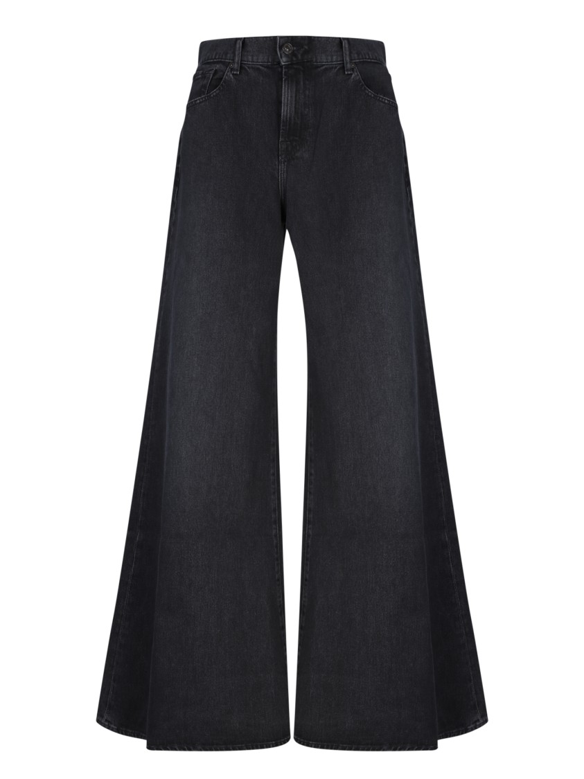 7 For All Mankind Willow Low-rise Wide-leg Jeans In Black