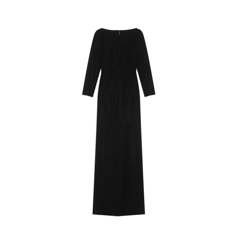 Shop Saint Laurent Velvet Long Dress In Black