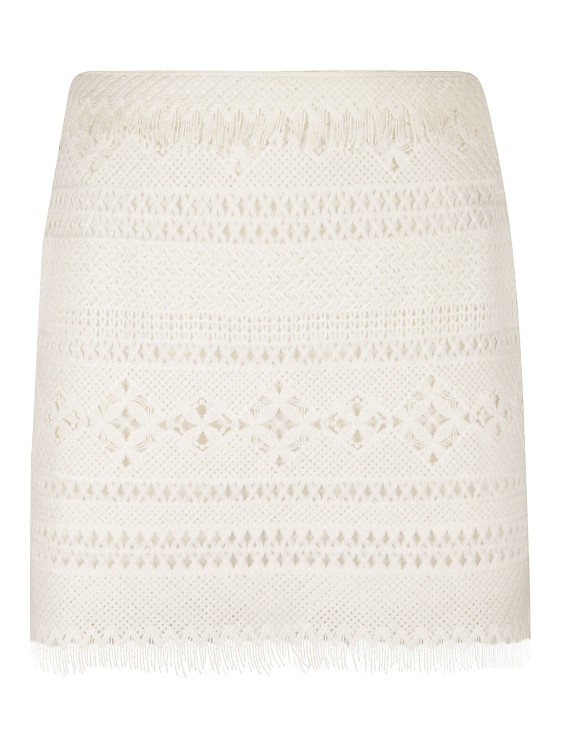 Shop Ermanno Scervino White Crochet Fringe Skirt