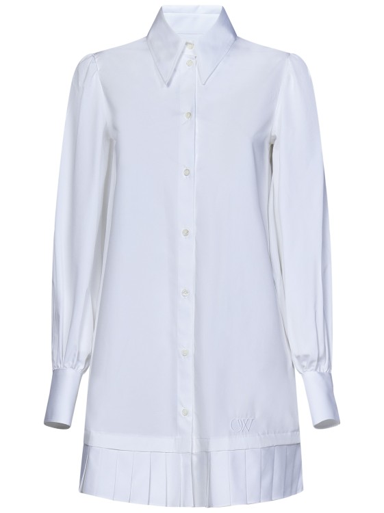 Shop Off-white Short Shirt Dress In White Cotton Poplin In Blue