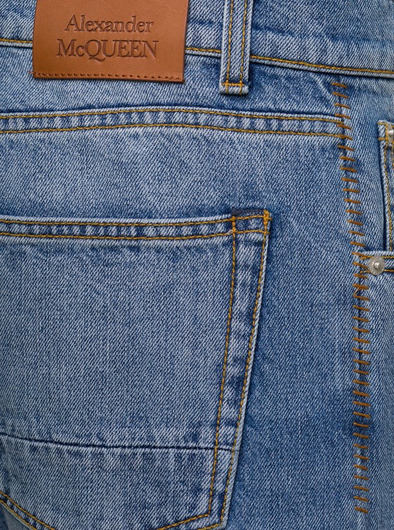 Shop Alexander Mcqueen Light Blue Straight Five-pockets Jeans In Cotton Denim