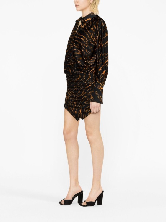 Shop Attico Abstract-patterned Shirt Dress In Brown