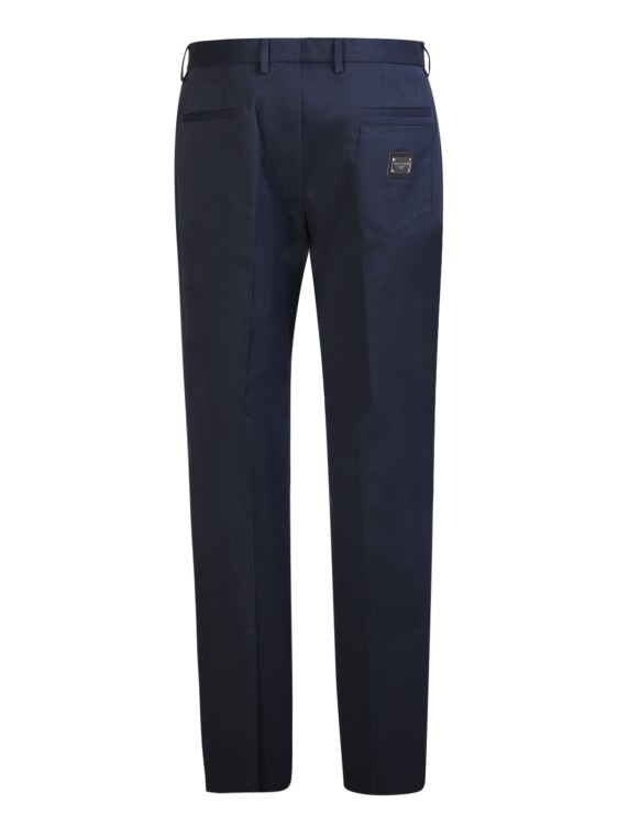 Shop Dolce & Gabbana Dark Blue Straight-leg Tailored Trousers In Neutrals