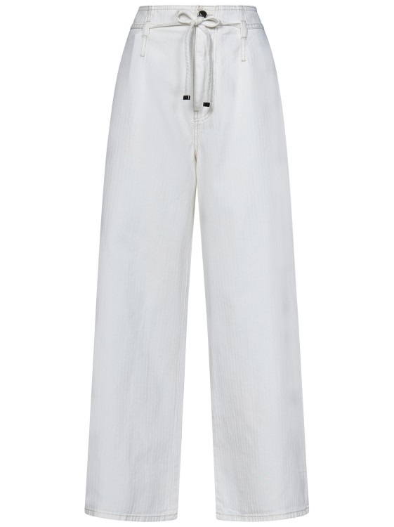 Etro White Chevron-motif Cotton Bull Culotte Jeans