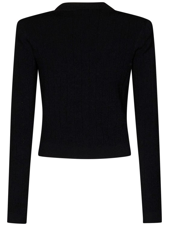 Shop Balmain Ribbed Knit Cardigan In Black