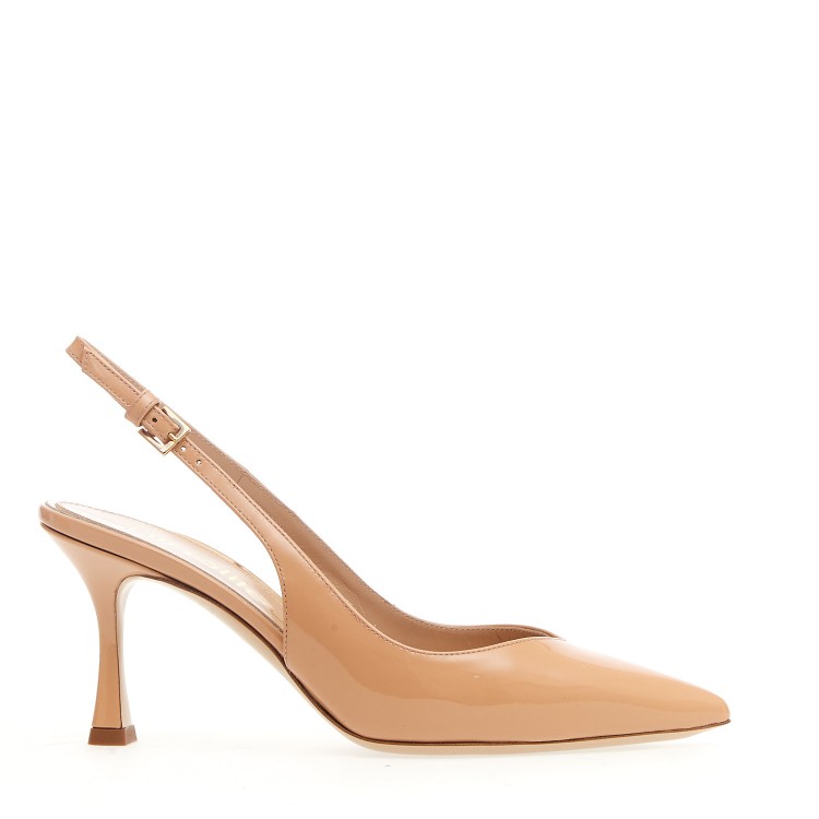 Ninalilou 75mm Heel Nude Patent Slingback In Gold