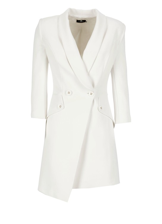 Shop Elisabetta Franchi Crepe Stretch Doublebreasted Dress In White