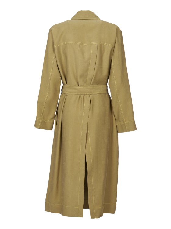 Shop Paul Smith Long Double-breasted Green Trench Coat In Gold