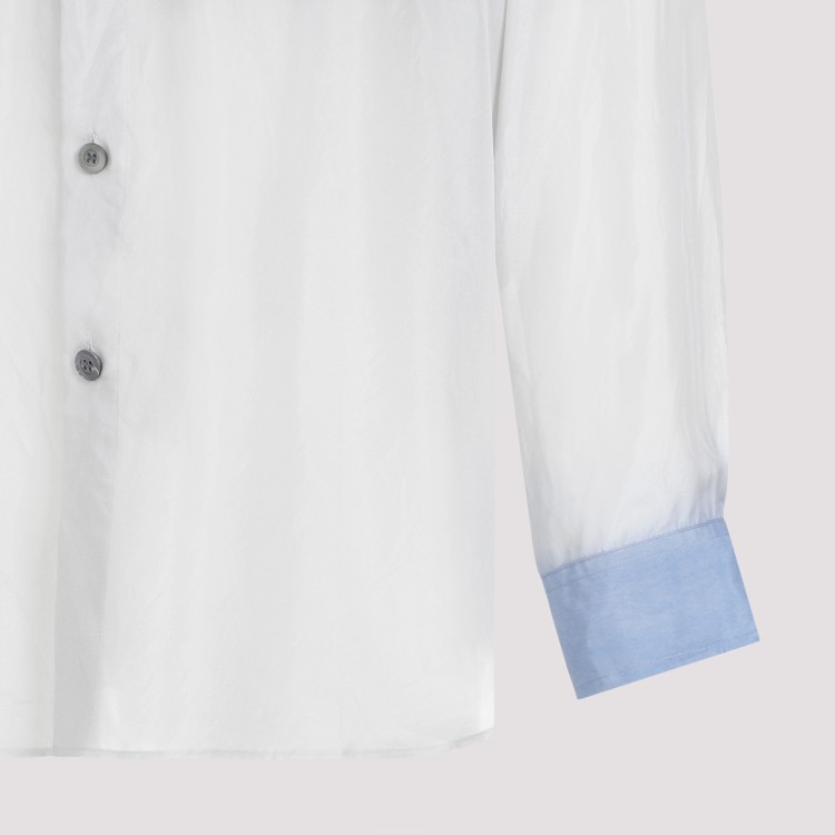 Shop Dries Van Noten Blue Silk Calander Shirt In White