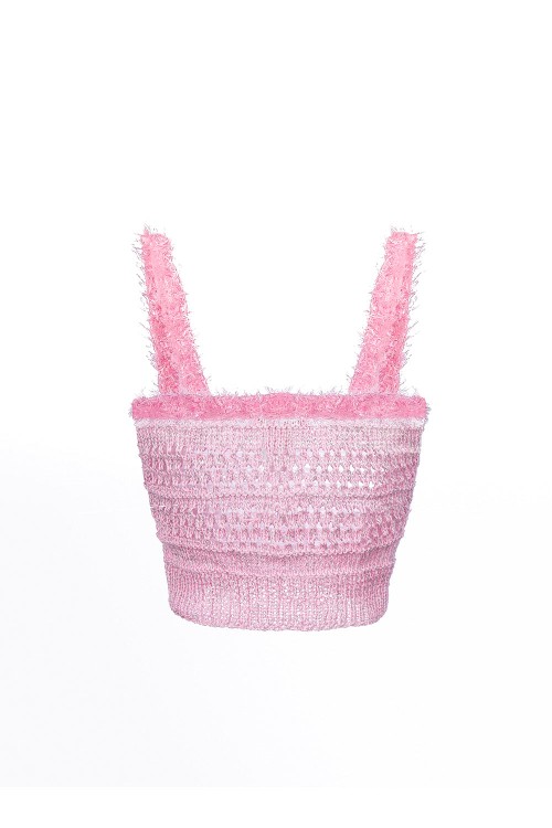 Shop Andreeva Baby Pink Handmade Knit Top