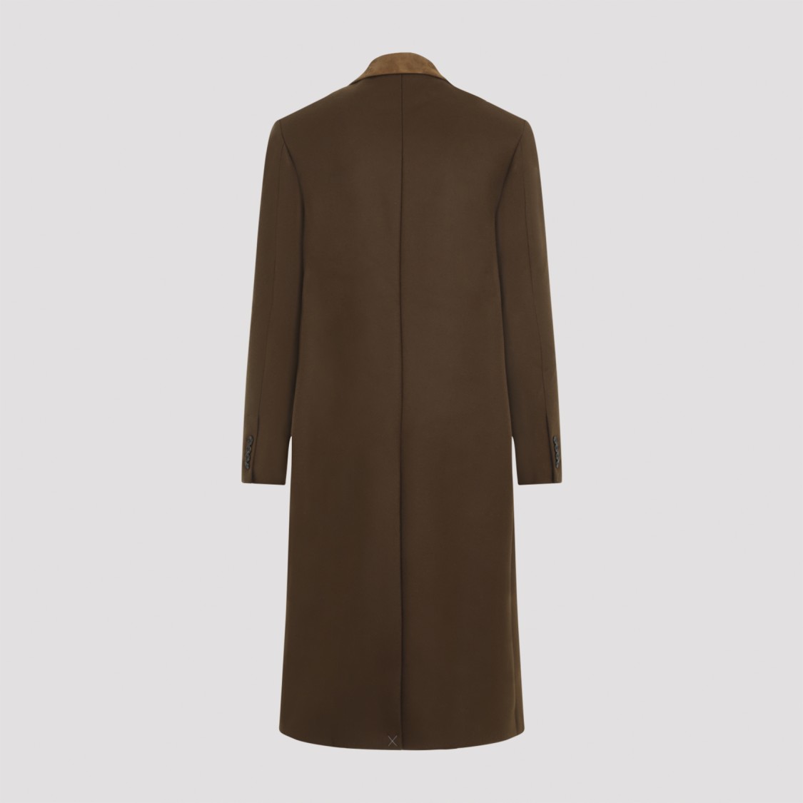 Amiri Wool Blend Double-breasted Coat With Suede Collar For Men In Brown