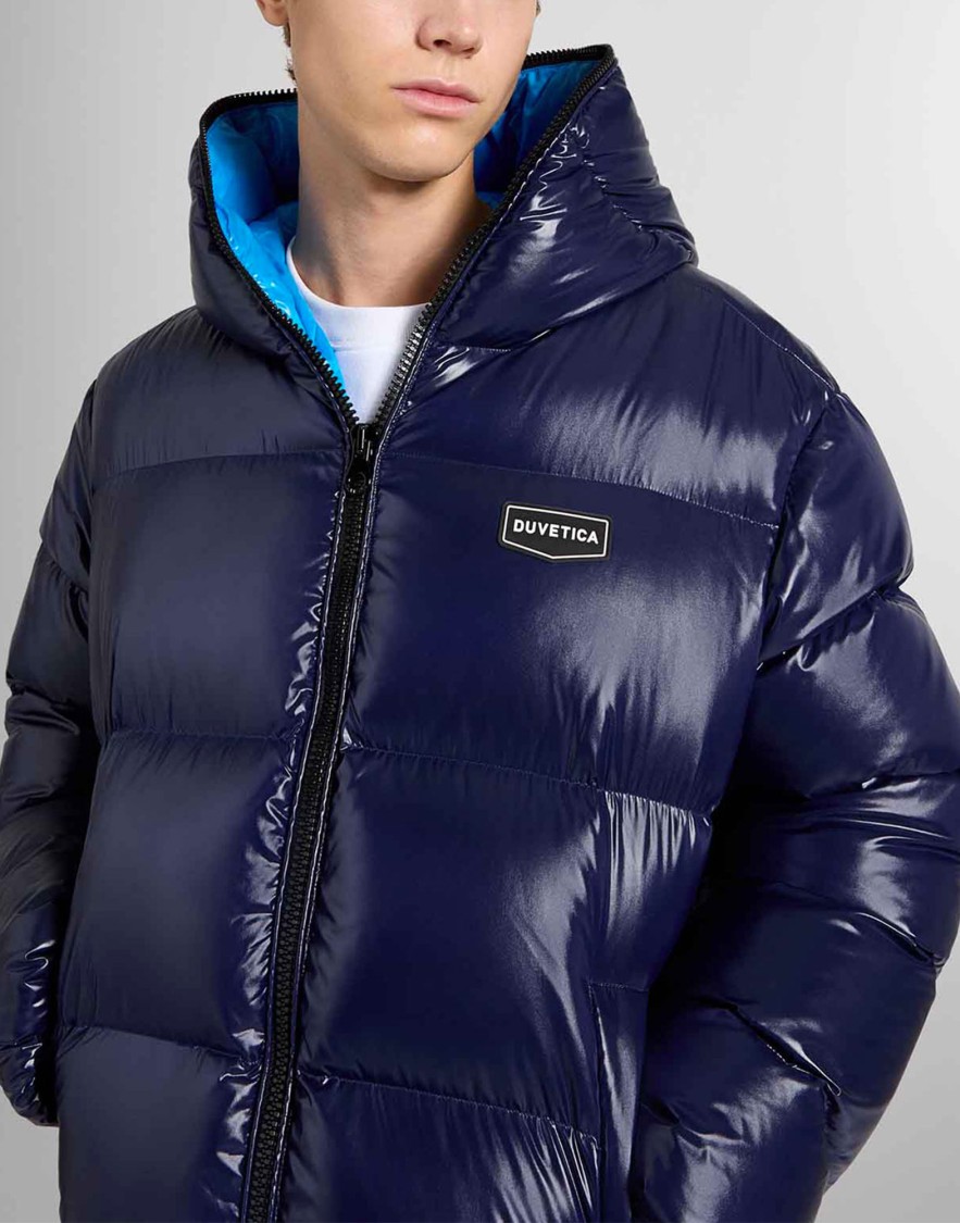 Tivo Men's Long Down Jacket by Duvetica in Blue color for Luxury