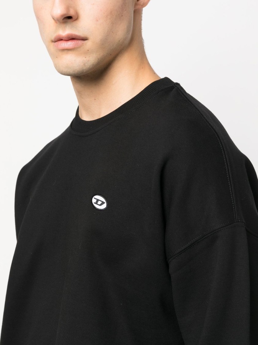 DIESEL DIESEL CLASSIC COTTON SWEATSHIRT WITH RIBBED DETAILING AND RELAXED FIT 