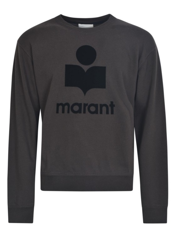 Shop Marant Flocked-logo Crew Neck Sweatshirt In Black
