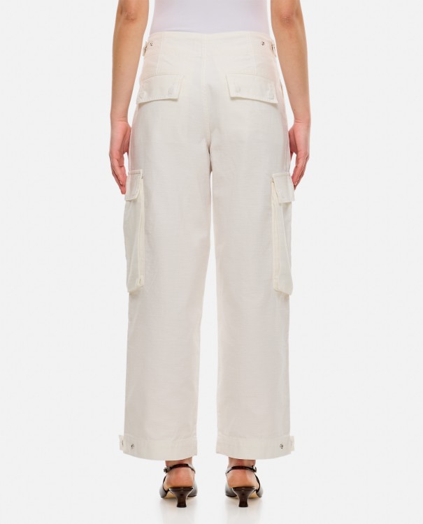 Shop Frame Wide Leg Cargo Denim Pants In White