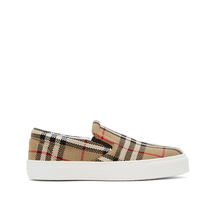 BURBERRY CANVAS SLIP ON SNEAKERS