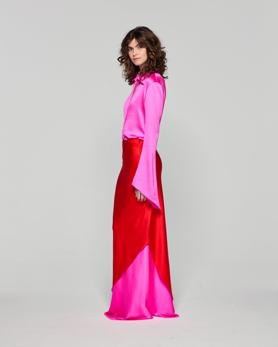 Serena Bute Double Layer Maxi Skirt In Red