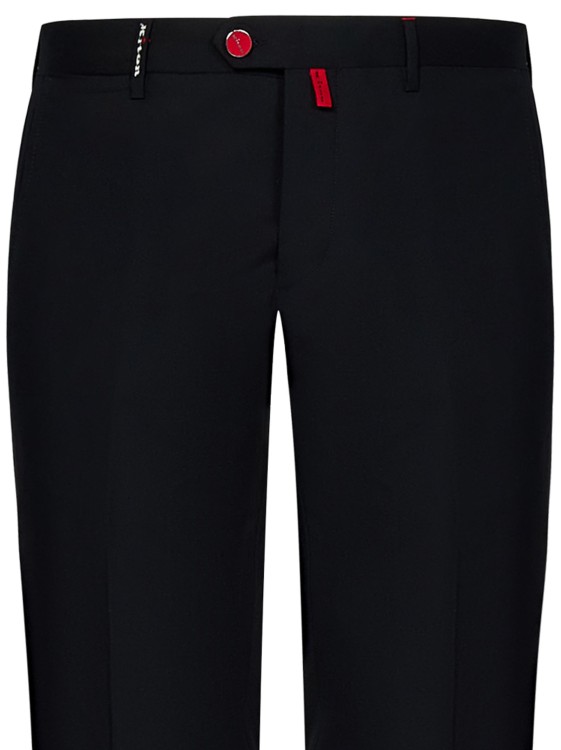 Shop Kiton Tailored Black Wool Trousers