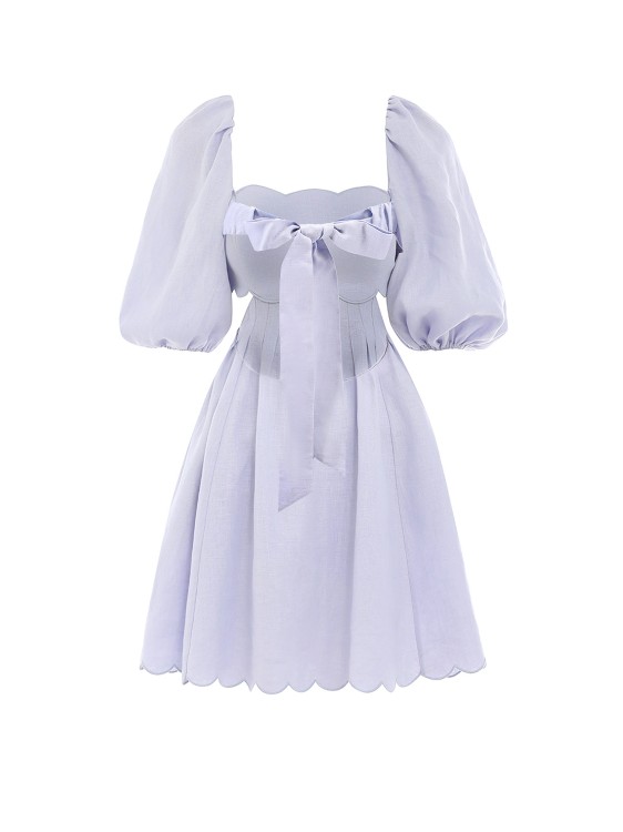 Shop Zimmermann Linen Dress With Cut-out Detail In Blue