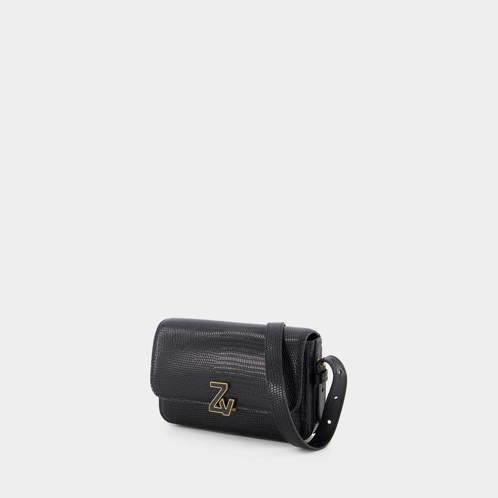 Zadig & Voltaire Zv Le Mini Hobo Bag - Black - Croc Embossed Leather In Black