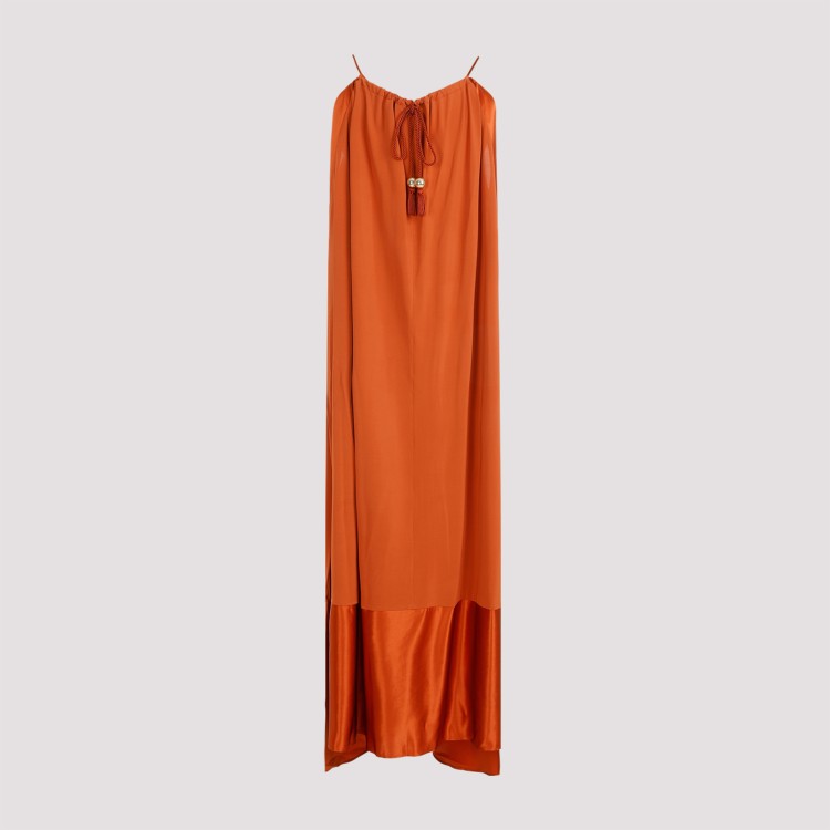 Shop Max Mara Samaria Orange Viscose Long Dress In Red