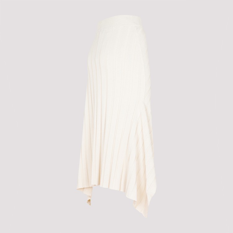 Shop Stella Mccartney Wide Knit Cream Viscose Skirt In White