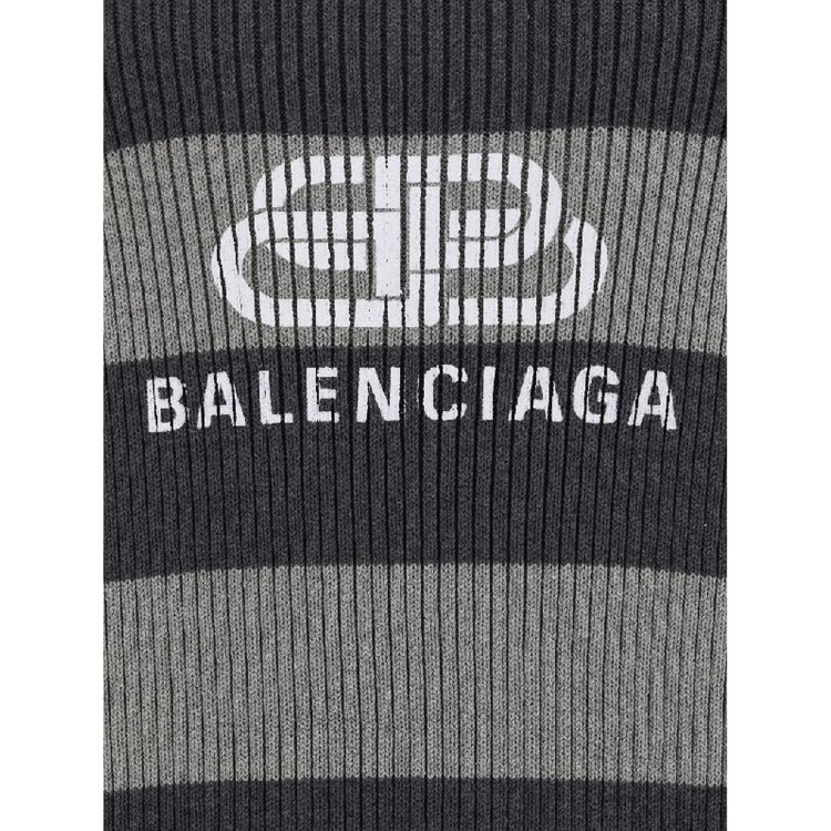 Shop Balenciaga Cotton Ribbed Pullover In Grey