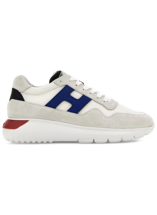 Hogan Interactive Sneakers In Blue Leather In White