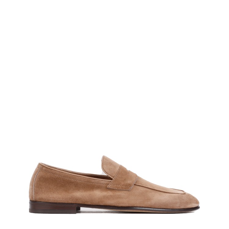 Brunello Cucinelli Suede Leather Loafers In Brown