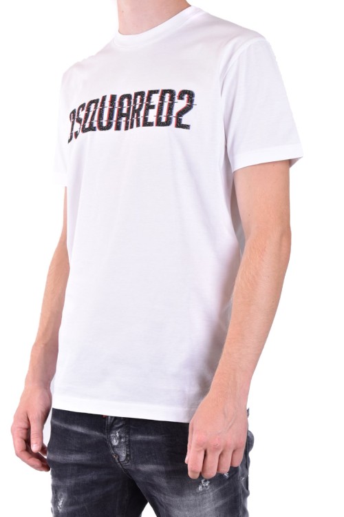 Shop Dsquared2 White Cotton Logo Print T-shirt