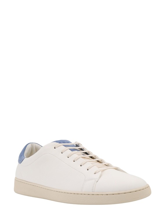 Shop Kiton Leather Sneakers With Logo Engraving In White