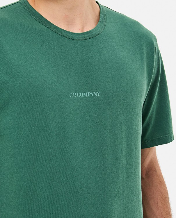 Shop C.p. Company Jersey Resist Dyed Logo T-shirt In Green