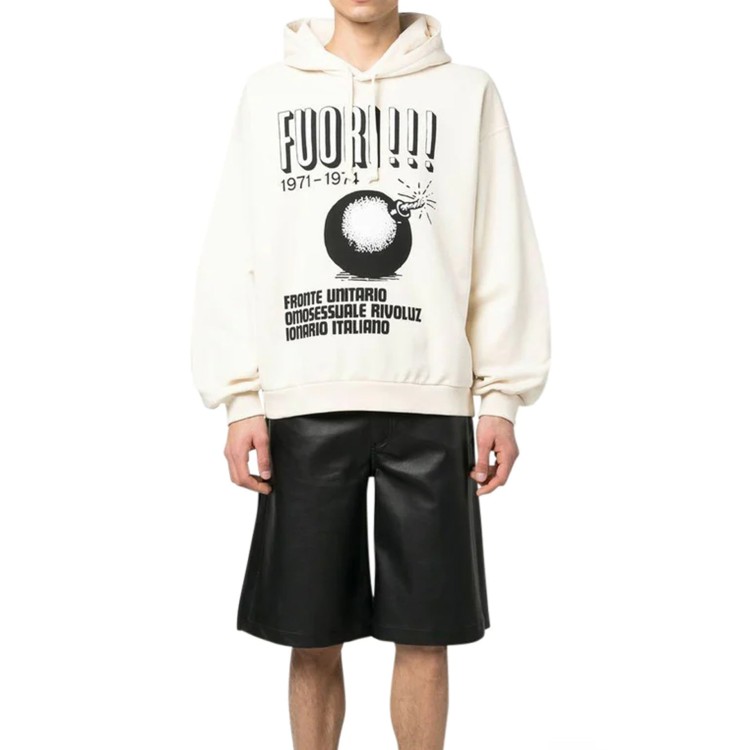 Shop Gucci Printed Hoodie Sweatshirt In White