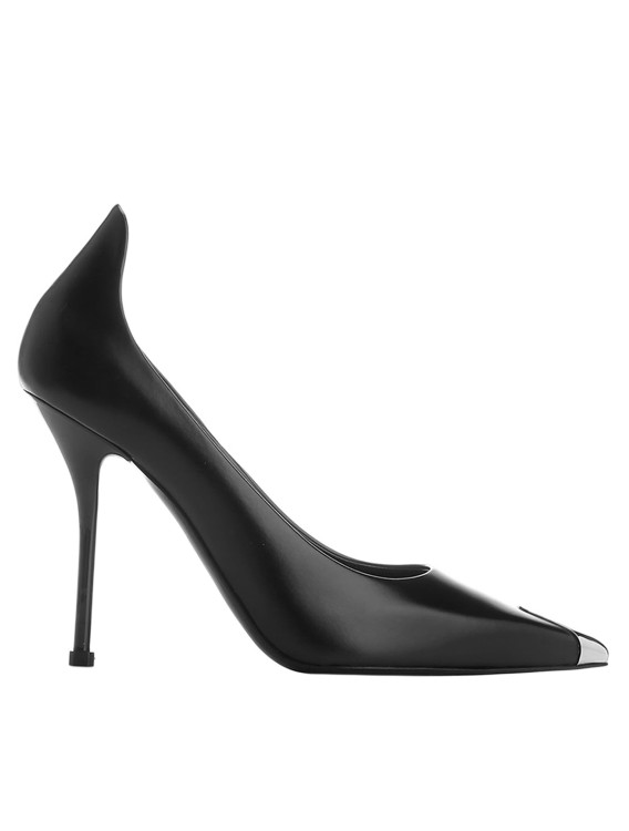 Alexander Mcqueen Black Leather And Silver Punk Pumps In Black