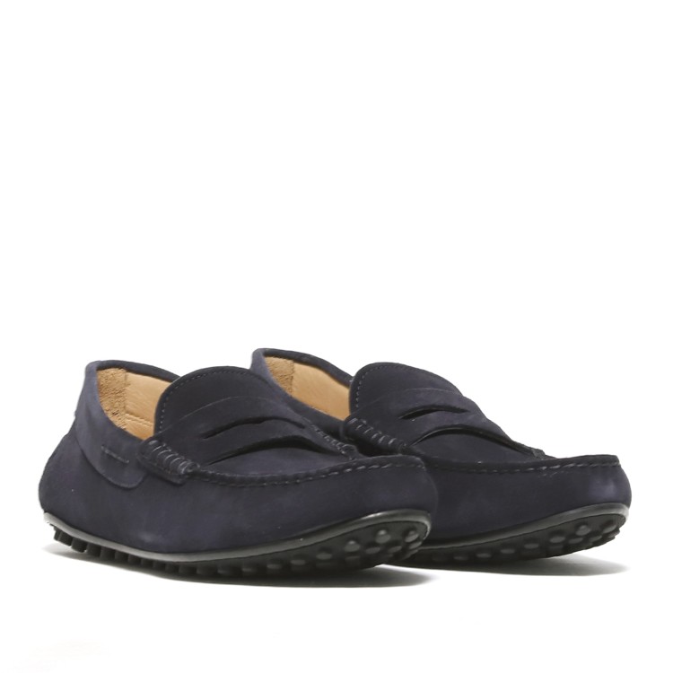 Shop Rossano Bisconti Moccasin In Soft Navy Blue Suede