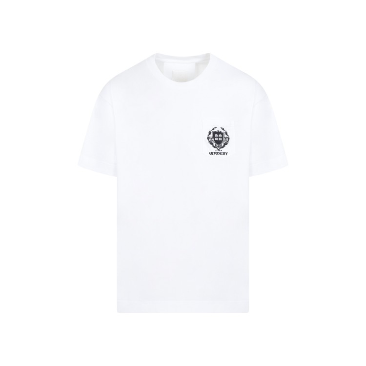Shop Givenchy White Cotton Casual Short Sleeve Front Pocket Base T-shirt