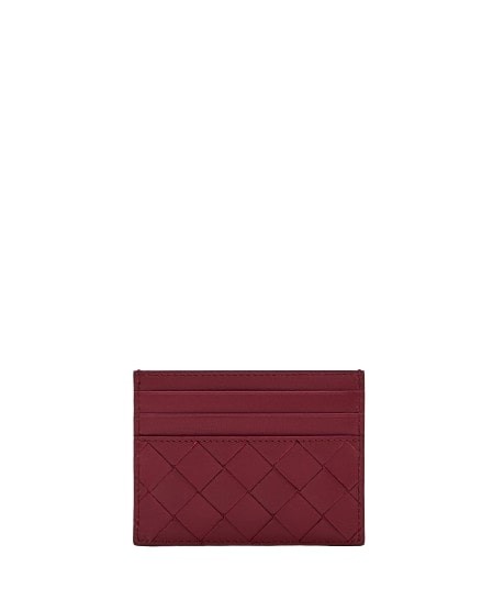 Bottega Veneta Leather Card Holder In Red