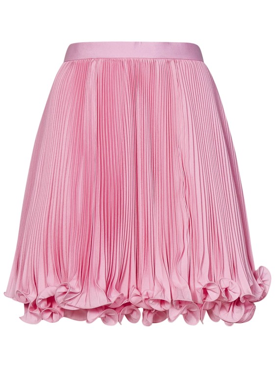 Shop Balmain Pink Light Pleated Crêpe Miniskirt