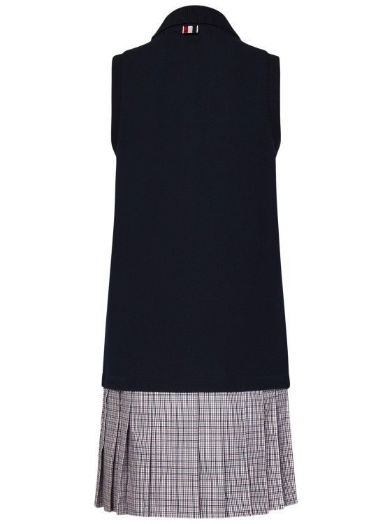 Shop Thom Browne Navy Blue Cotton Pique Sleeveless Polo Dress