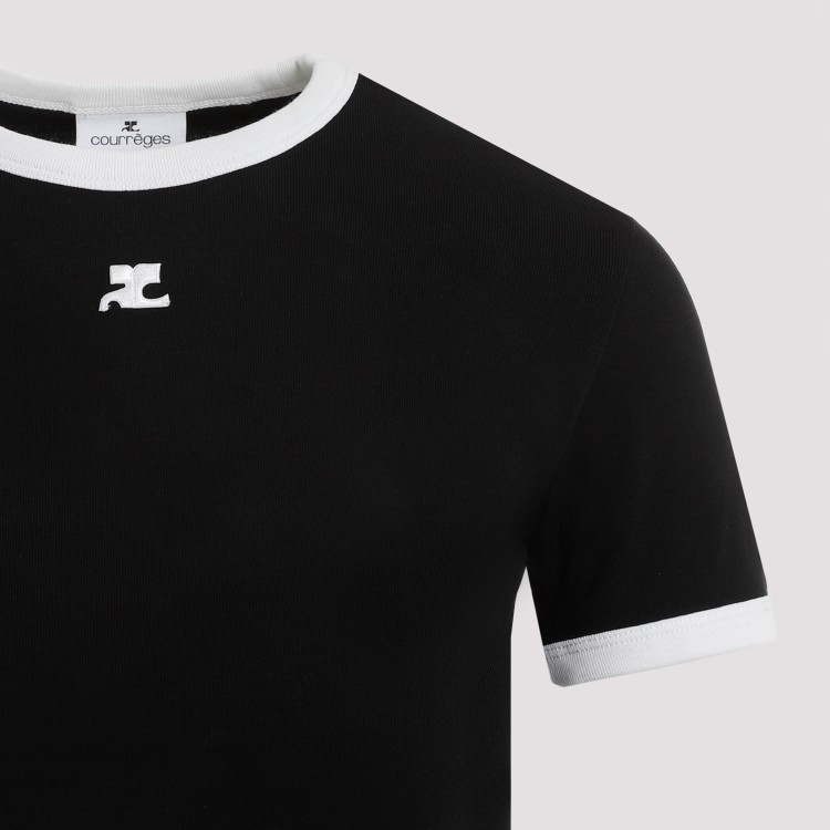 Courrèges Reedition Bumpy Contrast T-shirt In Black