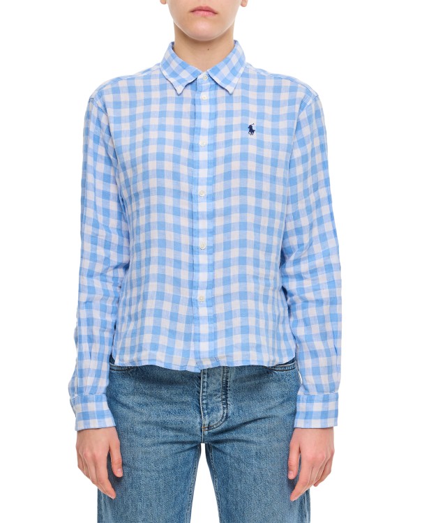 Shop Polo Ralph Lauren Linen Crop Shirt In Blue