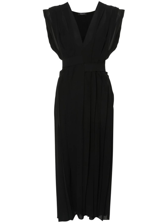 Shop Fabiana Filippi Black Crepe Pleated Midi Dress
