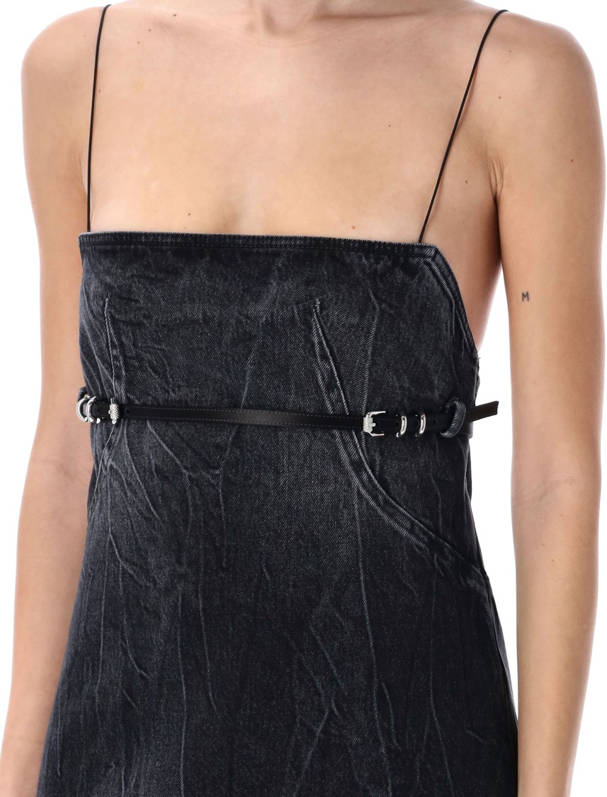 Shop Givenchy Voyou Straps Denim Mini Dress In Black