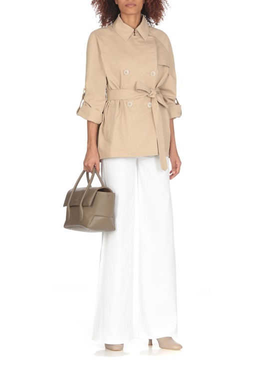 Shop Fay Short Cotton Trench Coat In Neutrals