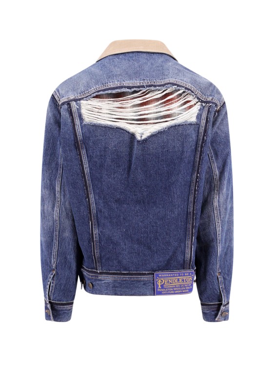 Shop Maison Margiela Denim Jacket With Destroyed Effect In Blue