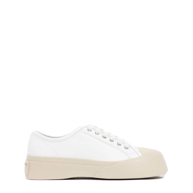 Shop Marni White Leather Pablo Sneakers In Grey