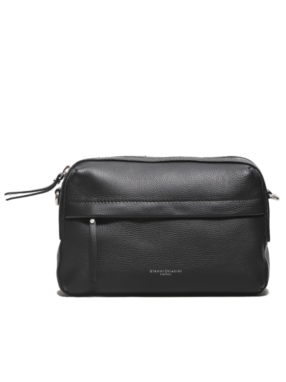 Gianni Chiarini Front Pocket Textured Black Leather Handbag