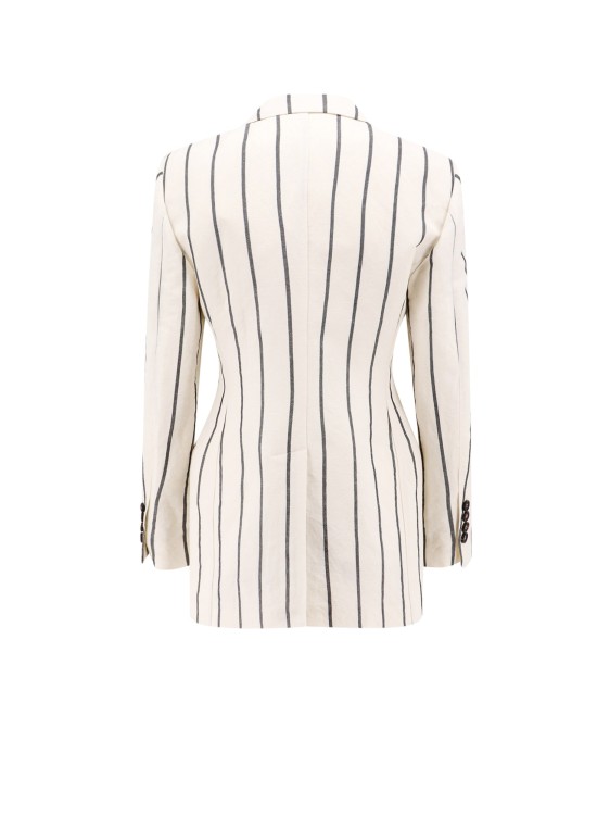 Shop Brunello Cucinelli Linen And Cotton Suit With Striped Motif In White
